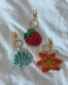 Summer Fruit Beaded Keychain Glass Seed <b>Bead</b> Key Ring Handmade Watermelon Lemon Avocado Shape Bag Charm Drink Key Holder Pendant - Product Image 1