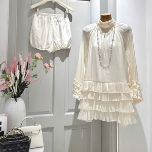 Robe courte à volants à col haut pour femme OEM, robe élégante à manches longues pour femme - Product Image 5