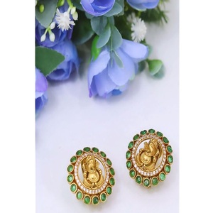 Radiant Premium Quality Gold Finish <b>Stud</b> Stylish Stones Look <b>Earrings</b> Wedding Party Wear Collections For Women - Product Image 1