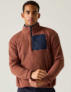 Chaqueta de Forro Polar con Cierre de Cremallera para Hombre, Diseño con Bloques de Color, Transpirable, Informal, para Otoño, Corte Regular, Material de Poliéster - Product Image 1