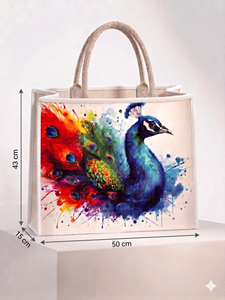 กระเป๋าผ้าแคนวาสลายสัตว์ URBAN TOTE สกรีนโลโก้ได้ ปิดซิป สายสะพายผ้าฝ้าย แข็งแรงทนทาน ขนาด 50x43x15 ซม. ขายส่ง - Product Image 5