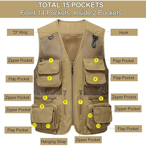 เสื้อกั๊กตกปลากลางแจ้งแบบมีกระเป๋าเสื้อกั๊กสำหรับผู้ชาย - Product Image 3