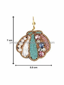 Pendientes colgantes de cuentas de semillas adornadas, bordado hecho a mano, perla, lentejuelas, diamantes de imitación, joyería, accesorios llamativos coloridos, únicos - Product Image 2