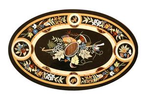 Plateau de table en marbre avec incrustation de Pietra Dura artisanale - Product Image 5