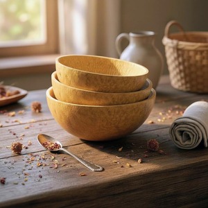 Bol de service artisanal en bois de calebasse naturel - Product Image 4