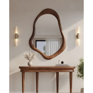 Irregular Wooden Wall Mirror Modern Decorative <b>Framed</b> Mirror for Home Interior - Product Image 5
