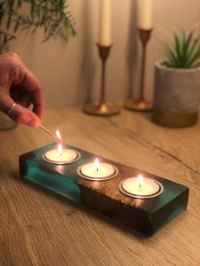 Porte-bougie chauffe-plat en résine de bois de qualité supérieure, décoration de Noël en bois naturel et résine, résistant à la chaleur, non toxique, par Taqi Craft - Product Image 3