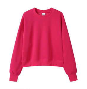 Sudadera Corta Deportiva Transpirable 100% Algodón OEM/ODM para Mujer, Sudadera con Capucha de 450 g/m² con Hombros Caídos, Personalizada para Otoño - Product Image 2