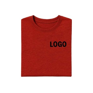 T-shirt en coton rouge à manches courtes et col rond pour homme, coupe ajustée, couleur unie, respirant, design jersey tricoté - Product Image 4