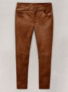 กางเกงหนังสีคอนญัก - สไตล์ยีนส์ - Product Image 1