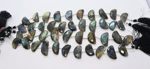 Perles de labradorite naturelle facettées, sculptées en forme de demi-lune, 12x25 mm, pierres fantaisie, 11 perles, perles de labradorite pour bijoux - Product Image 4
