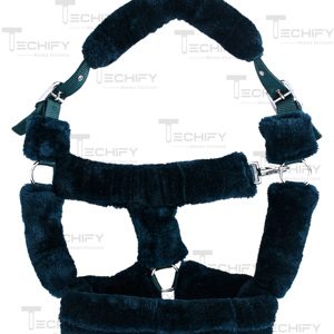 Harnais pour cheval rembourré en fausse fourrure de qualité supérieure, réglable, en peluche douce avec boucle métallique, collier confortable pour équidés - Product Image 2