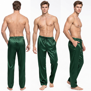 Wholesale <b>Men</b> Silk Satin <b>Lounge</b> <b>Pants</b> Low Drawstring Waist Eco-Friendly Sleeping Trousers <b>Men</b> Relaxed Fit Satin Trousers - Product Image 5