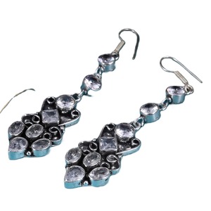 Pendientes largos de campana de latón plateado oxidado al por mayor |   Pendientes Colgantes Modernos al por Mayor |   Declaración de Intención |   Boda Étnica Boho - Product Image 5