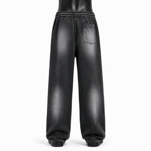 2026 Pantalon de survêtement en toile unisexe personnalisé, style vintage, effet délavé soleil, coupe ample, coupe droite et évasée, décontracté, 100% Coton - Product Image 2