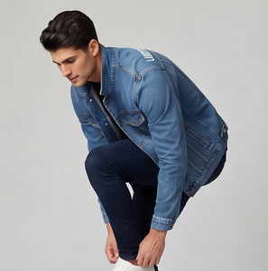 Blousons en jean d'hiver pour hommes de haute qualité, style décontracté urbain, avec imprimé au dos, col rabattu - Product Image 4