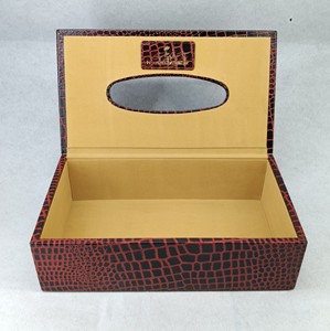 Boîte à mouchoirs en cuir motif crocodile, étui de rangement pour serviettes, design haut de gamme, fournitures de cuisine et d'hôtellerie, fabrication artisanale italienne, vente en gros directe usine - Product Image 2