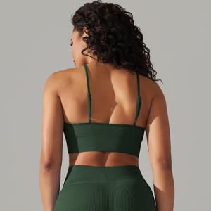 Soutien-gorge de sport sans coutures pour femme, dos nageur, col ras du cou, maintien moyen, pour yoga et fitness, couleur unie, respirant, séchage rapide, anti-transpiration - Product Image 2