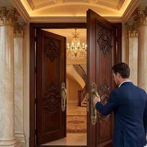 Manija de Puerta de Hotel de Latón Aurelius Cartouche, Moderna, Duradera y de Lujo |   Entrada Principal Clásica Decorativa Ornamentada para Exteriores - Product Image 2