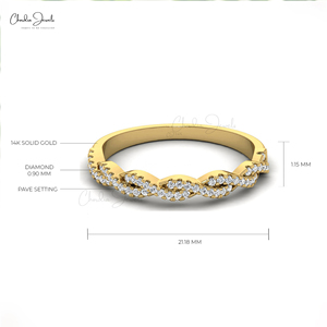 แหวนอินฟินิตี้คลาสสิก ผลิตด้วยทองคำแท้ 14K สีเหลือง พร้อมเพชรขาว 0.16 กะรัต แหวนหมั้น ผู้ค้าส่งและผู้ผลิต - Product Image 2