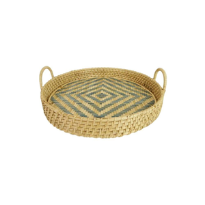 Bandeja Redonda de Mimbre Hecha a Mano con Asas, Bandeja Decorativa de Mimbre Tejido Ecológico para Accesorios de Decoración del Hogar - Product Image 6