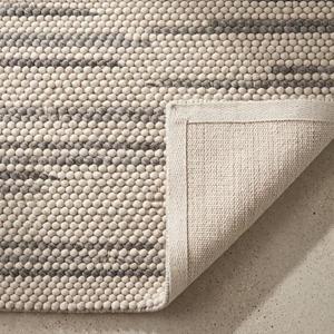 Tapis en laine tissé à la main élégant, couleur unie crème-gris, antidérapant, à poils moyens, avec support en toile de coton, pour la décoration moderne du salon et de la maison - Product Image 6