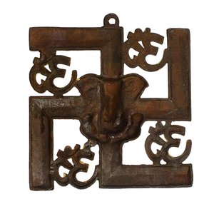 JaipurCrafts Cast Iron Ganesha Wall <b>Sculpture</b> Vertical <b>Art</b> <b>Deco</b> Design Diwali Religious Home Entrance Door Multicolour 22.86 X - Product Image 2
