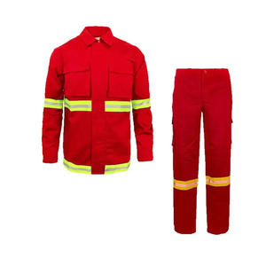 Veste et pantalon de travail réfléchissants haute visibilité, résistants à la chaleur, de haute qualité, lavables, en coton, avec bandes réfléchissantes - Product Image 1