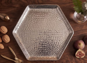 Assiettes en papier hexagonales élégantes de haute qualité, finition couleur argent, pour restaurant - Product Image 2