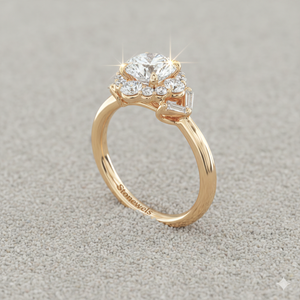 Bague de fiançailles Stonewels Glamour Halo de style vintage avec diamant serti à griffes pour or certifié - Product Image 3