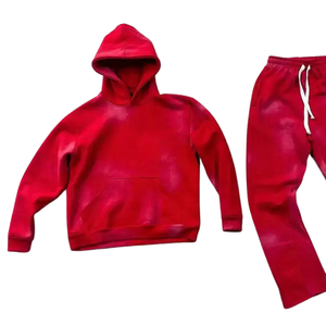 Conjunto Deportivo Personalizado Extra Grande Rojo para Hombre, Sudadera con Capucha y Pantalones de Felpa Gruesa, Ropa Deportiva Unisex - Product Image 3