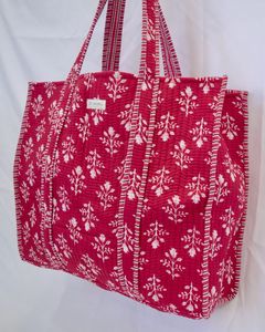 High Quality Yellow Pomegranate Floral Bird Cotton Kantha Quilted Storage Tote <b>Bag</b> Women Shoulder Travel Carrying Handbag Stripe - Product Image 2