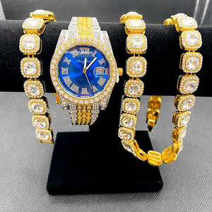 Juego de 3 Relojes Iced Out para Hombre, Reloj de Lujo con Cadena Cubana, Pulsera y Joyería Bling para Hombre, Reloj Hip Hop para Hombre - Product Image 3
