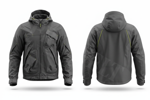 เสื้อแจ็คเก็ตมอเตอร์ไซค์แบบมีฮู้ดสำหรับฤดูหนาว ป้องกันลม มีหลายกระเป๋า ผลิตจากผ้า softshell  ออกแบบโลโก้ได้ตามต้องการ สำหรับขี่มอเตอร์ไซค์ - Product Image 4