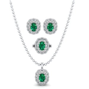 REYES Fabricante de Conjuntos de Joyería de Plata de Ley 925 con Moissanita para Mujer, Aretes y Collar con Gema de Rubí Ovalada de 9.91Ct - Product Image 1