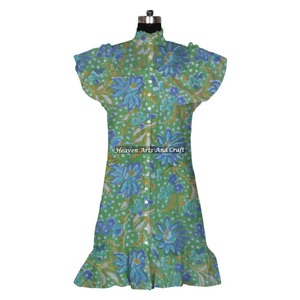 Tunique décontractée bohème en pur coton à imprimé floral terreux, style indien Bagru, pour l'été – Vêtements d'Inde et du Pakistan - Product Image 6