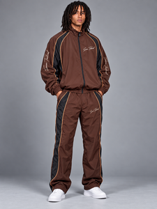 Ensemble survêtement homme Sam Tactical marron, sweat à capuche zippé et pantalon, streetwear, automne, séchage rapide, polyester, vêtements de sport - Product Image 1