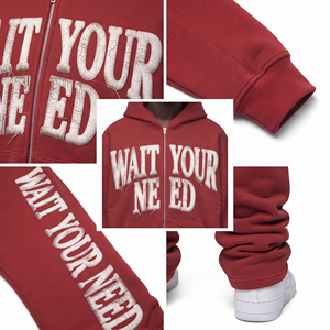 Chándal Personalizado para Hombre, Sudadera con Capucha de Felpa Bordada de Gran Tamaño, Pantalones Deportivos de Algodón de 450 GSM, Chándal con Cremallera para Invierno - Product Image 6