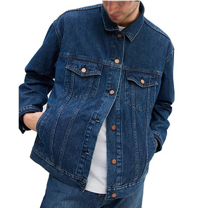 New Design Plain Blue Jeans Jackets for <b>Men</b> Custom Logo on Fashion Plus Size Button Denim Fabric Wash Jeans Coats - Product Image 4