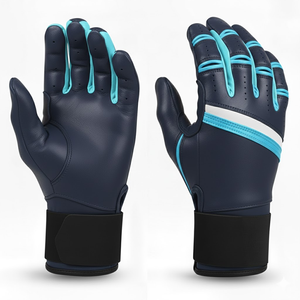 Wholesale Trendy Baseball Batting Gloves Premium Quality Long Cuff Leather Custom Logo Ambidextrous <b>Hook</b> Loop Closure Gloves - Product Image 3