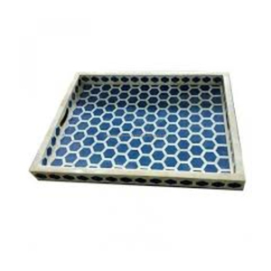 NUEVA bandeja con incrustaciones de hueso bohemio al por mayor | Bandeja de servicio de inspiración vintage hecha a mano para decoración rústica, tiendas boutique y regalos a granel - Product Image 4