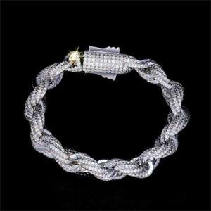 hip hop 13mm iced out diamond <b>rope</b> <b>chain</b> bracelet gold plated twist bracelet jewelry mens bling moissanite <b>rope</b> bracelet band - Product Image 5