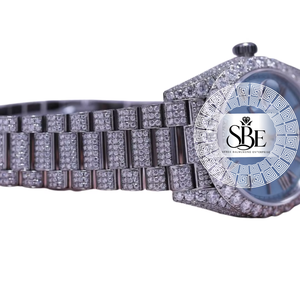 Reloj de Diamantes Plateado de Acero Inoxidable de Excelente Calidad, Esfera de Cristal de Zafiro, Movimiento de Cuarzo, Resistente al Agua 3BAR, para Ocasiones Especiales - Product Image 2