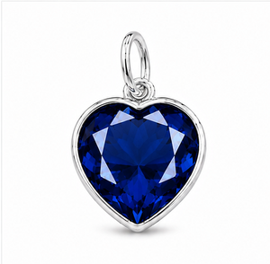 Pendentif en argent saphir bleu, collier en forme de cœur, bijoux en argent sterling 925, pierre précieuse bleue, cadeau d'amour - Product Image 1