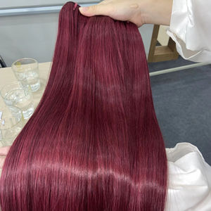Extensiones de cabello liso de hueso Borgoña de lujo Pelucas de cabello humano de encaje transparente de cabello crudo vietnamita de aspecto natural - Product Image 1