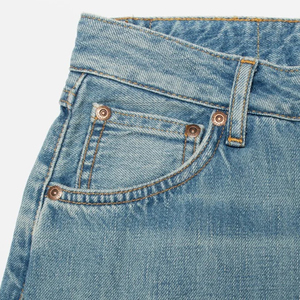 Jean baggy en denim indigo délavé taille haute pour femme, coupe large, avec fermeture éclair, pantalon droit pour femme - Product Image 6