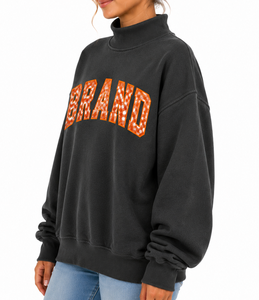 เสื้อสเวตเชิ้ตคอกลมโอเวอร์ไซส์สำหรับผู้หญิง พิมพ์ลายตัวอักษร "BRAND" ทรงปกติ สวมใส่สบายๆ ในฤดูใบไม้ร่วง ผลิตจากผ้าฝ้ายถัก - Product Image 3