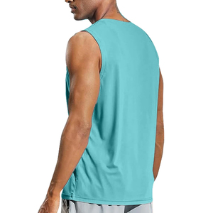 Débardeur Homme Turquoise Sans Manches Col Rond Tricoté Uni Décontracté Effet Délavé Respirant Séchage Rapide 220g 100% Polyester - Product Image 2