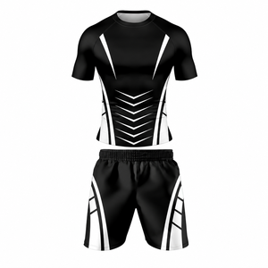 Factory Custom Men's MMA Training Set Rash Guard <b>T</b> <b>Shirt</b> and Shorts Shrink Resistant Breathable Stretch Sportswear for <b>BJJ</b> - Product Image 3