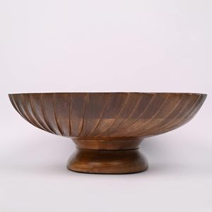 Mango Wood Decorative Bowl Hand-Carved Wooden for Dining <b>Table</b> Centerpiece Living Room <b>Kitchen</b> Decor - Product Image 2
